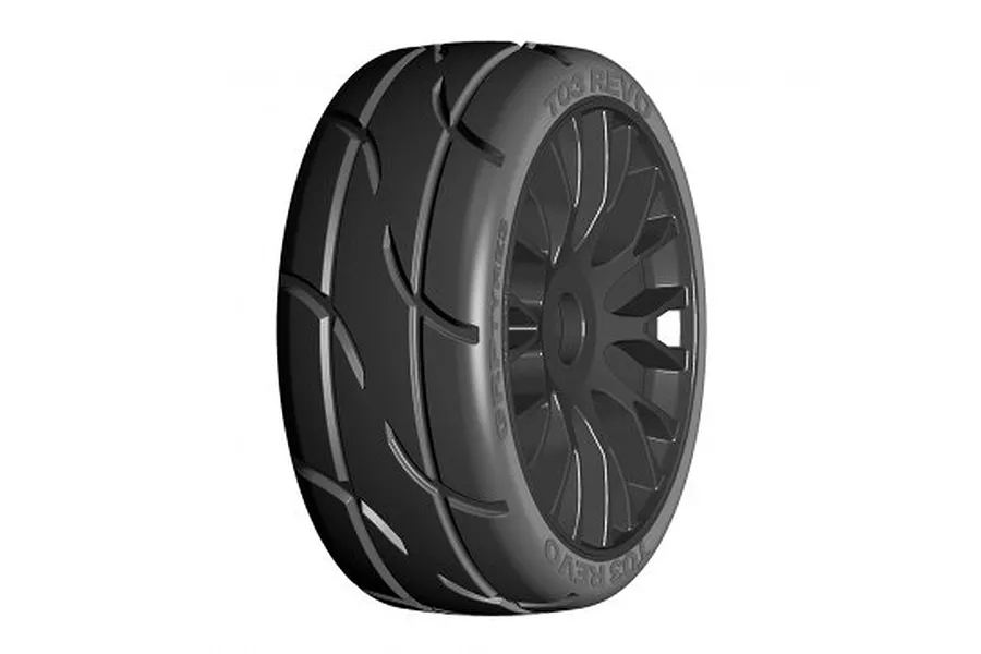 GRP 1/8 GT-T03 REVO-XM2 Super-Soft Mounted on 20 Spoked Flex Black Rims - Glued Wheels 2Pcs image 66317