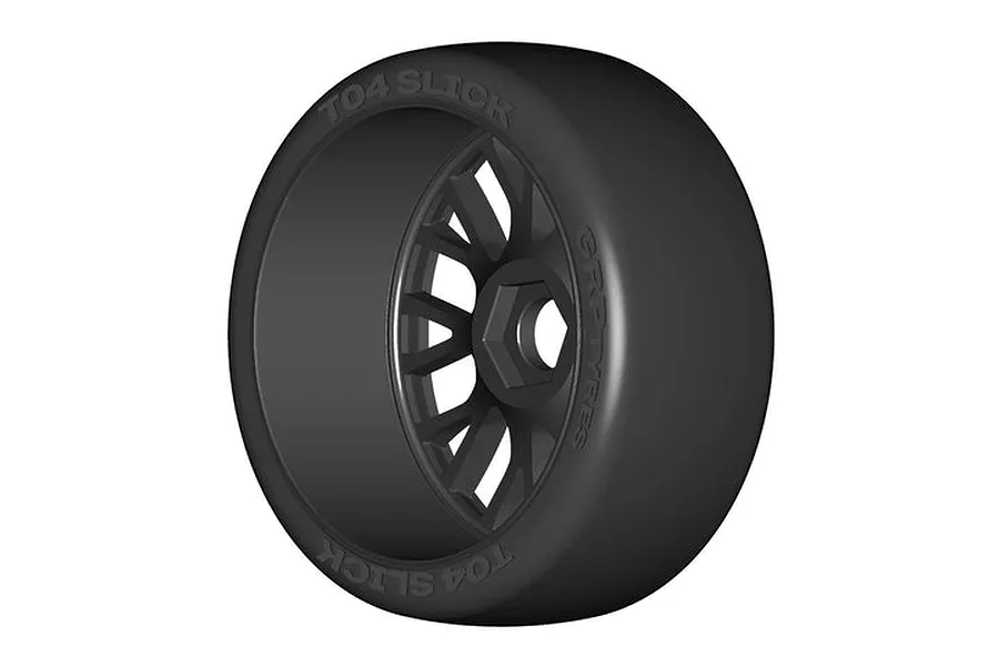 GRP 1/8 GT-T04 SLICK-XM3 Soft Mounted on 20 Spoked Flex Black Rims - Glued Wheels 2Pcs image 66323