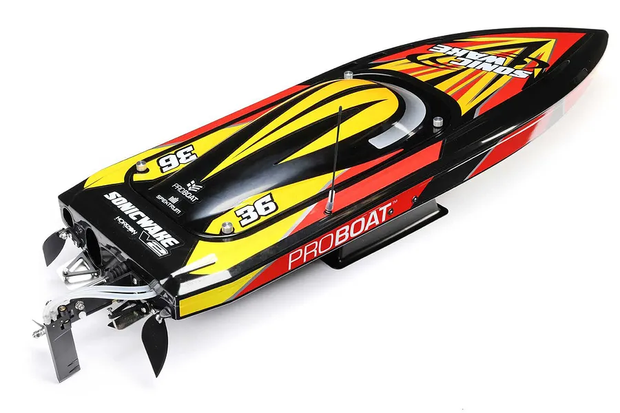 Pro Boat Sonicwake V2 36&amp;quot; RC Speed Boat Brushless Deep-V RTR - Black/Red image 66376