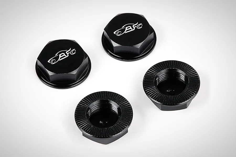 Rovan Black Aluminium 18mm (24mm Hex) Flanged Serrated Wheel Nuts 4Pcs image 2