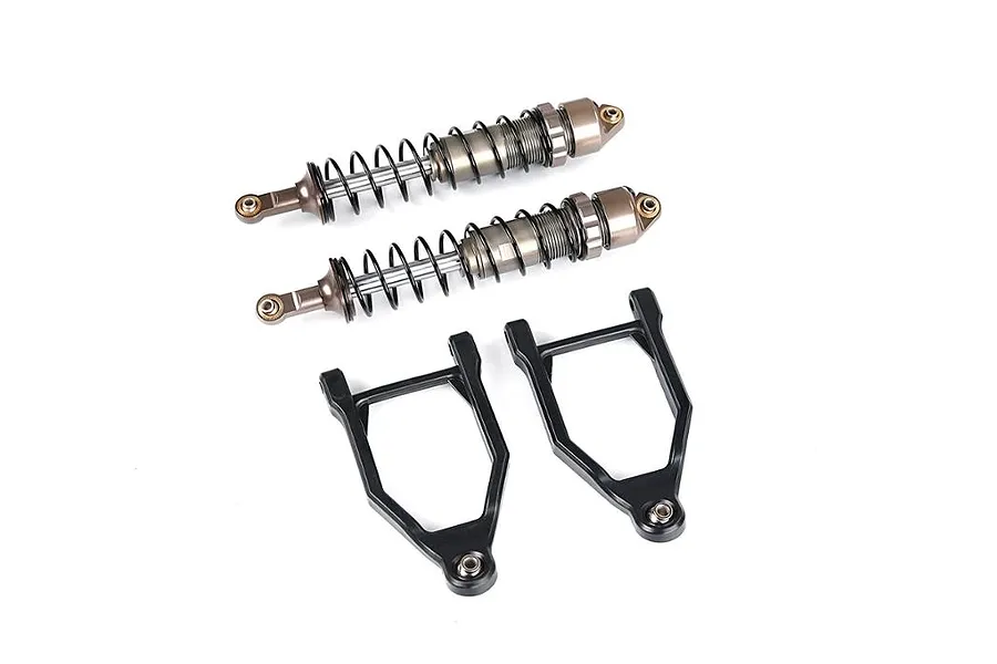 Rovan Silver 10mm Front Shocks w/ Black Upper Suspension A-Arms Set image 66536