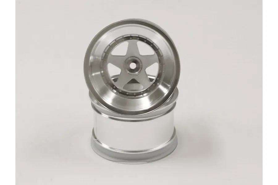 Kyosho 2.2&amp;quot; 1/10 Scorpion Satin Chrome Rear Rims 2Pcs image 66726