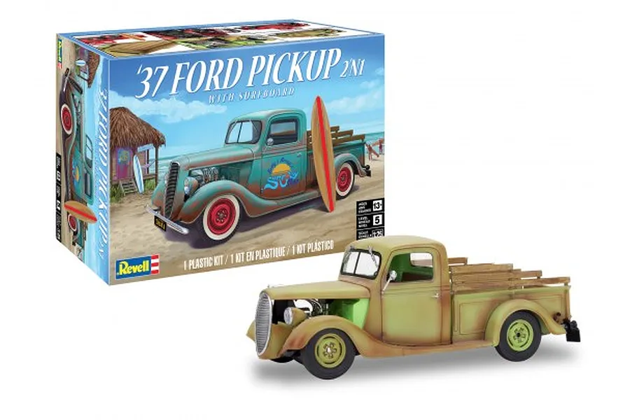 Revell 1/25 1937 Ford Pickup w/ Surfboard 2N1 Scale Model Kit image 67008