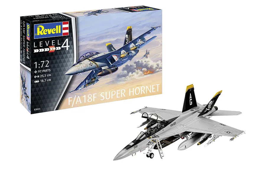 Revell 1/72 F/A-18F Super Hornet Fighter Jet Scaled Plastic Model Kit image 67224