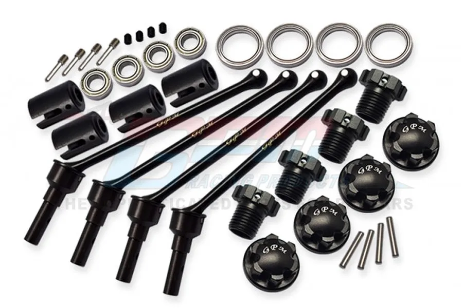 GPM Traxxas Maxx 110mm Hard Steel Front &amp;amp; Rear CVD Shaft w/ Black Aluminium Wheel Lock &amp;amp; Hex Claw Set image 67300