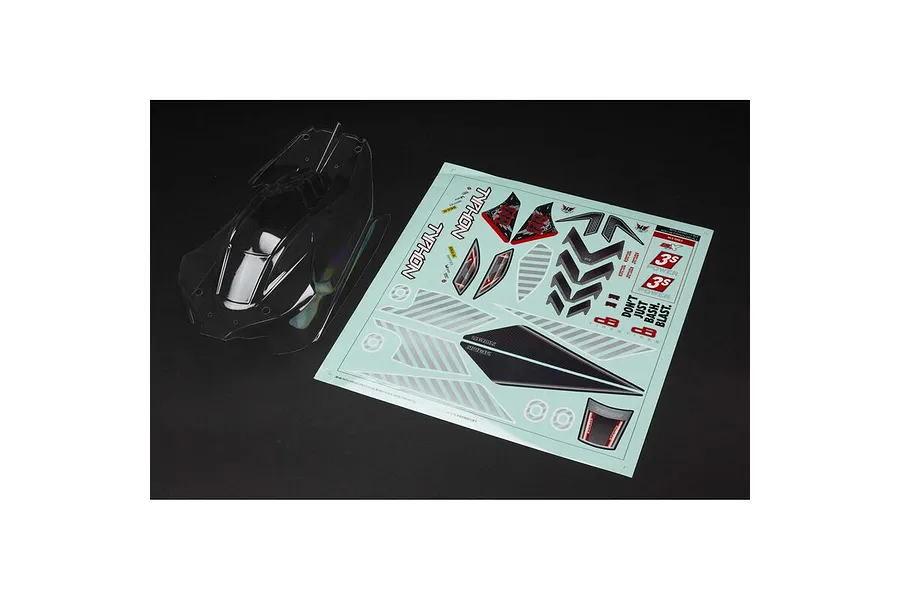 ARRMA 1/8 Typhon Clear Unpainted Body Shell w/ Decals image 67474