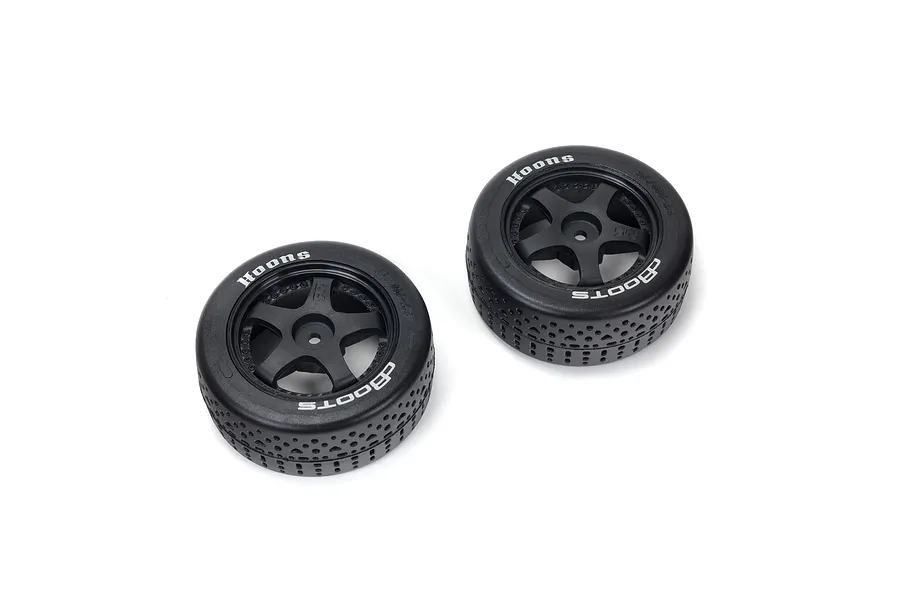 ARRMA 2.4/2.7&amp;quot; 35/085 (White) Belted dBoots Hoons Tyres on Black 5-Spoke Rims - Glued Wheels 2Pcs image 67483