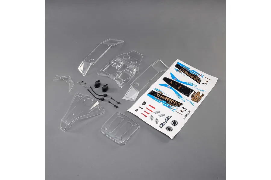 Losi 1/10 Lasernut U4 Unpainted Body Shell w/ Decals &amp;amp; Accessories image 67490