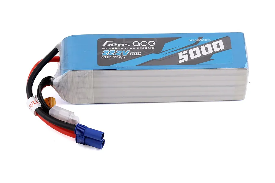 Gens Ace 22.2v 5000mAh 60C Soft Case LiPo Battery w/ EC5 Plug image 67665