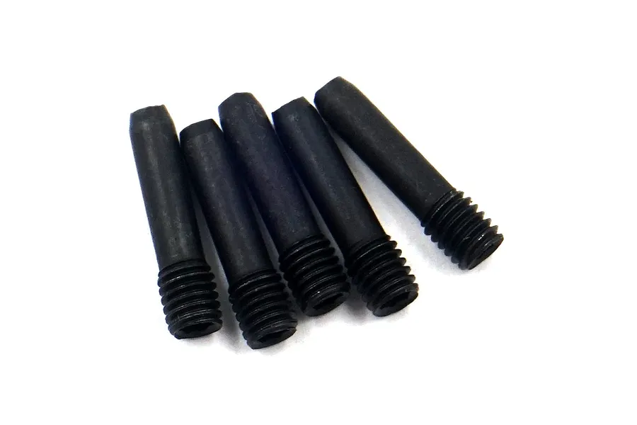 Five black steel screw shafts arranged side-by-side on a white background.