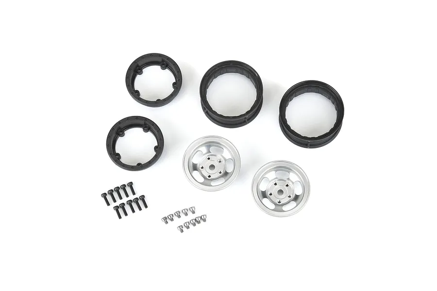 Pro-Line 1.55&amp;quot; Silver Aluminium 5 Slot Mag Beadlock Rims 2Pcs image 67915
