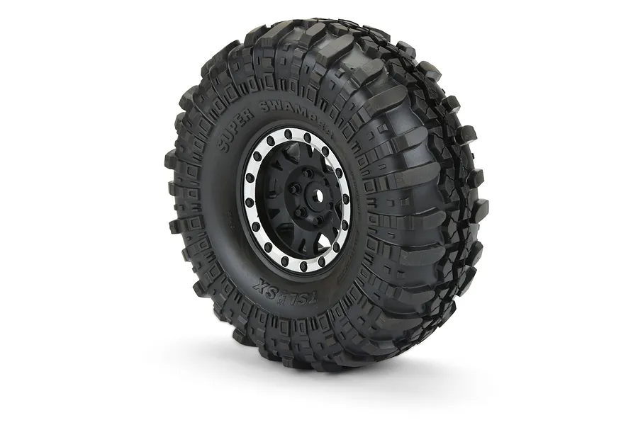 Pro-Line 1.9&amp;quot; TSL SX Super Swamper XL Tyres on Black Impulse Rims - Beadlocked Wheels 2Pcs image 67941