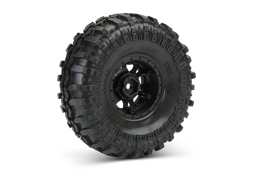 Pro-Line 1.9&amp;quot; TSL SX Super Swamper XL Tyres on Black Impulse Rims - Beadlocked Wheels 2Pcs image 67942