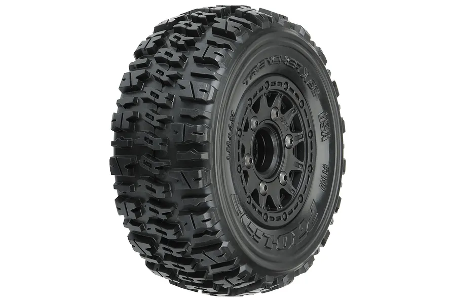 Pro-Line 2.2/3.0&amp;quot; Trencher X SC Tyres on Black Raid Rims - Glued Wheels 2Pcs image 67943