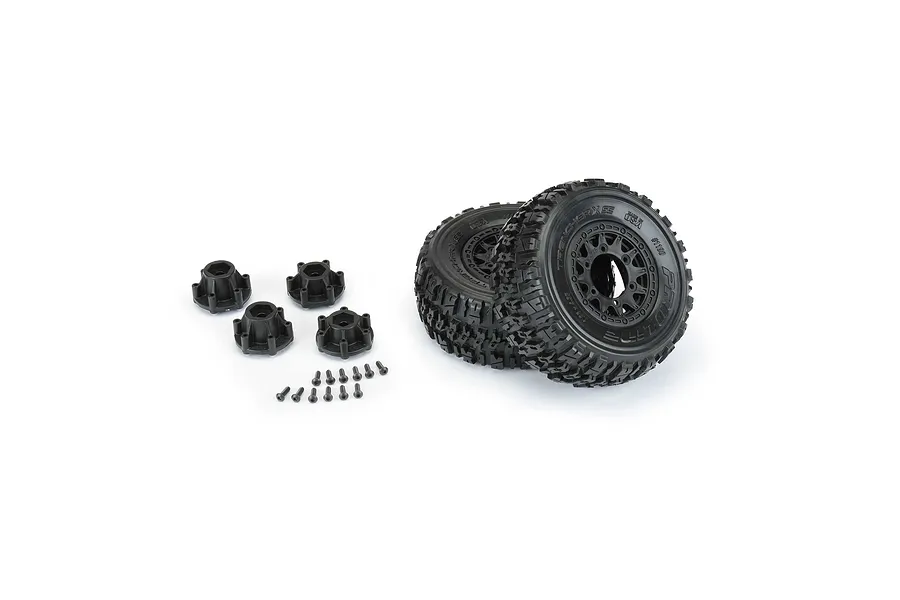 Pro-Line 2.2/3.0&amp;quot; Trencher X SC Tyres on Black Raid Rims - Glued Wheels 2Pcs image 67945