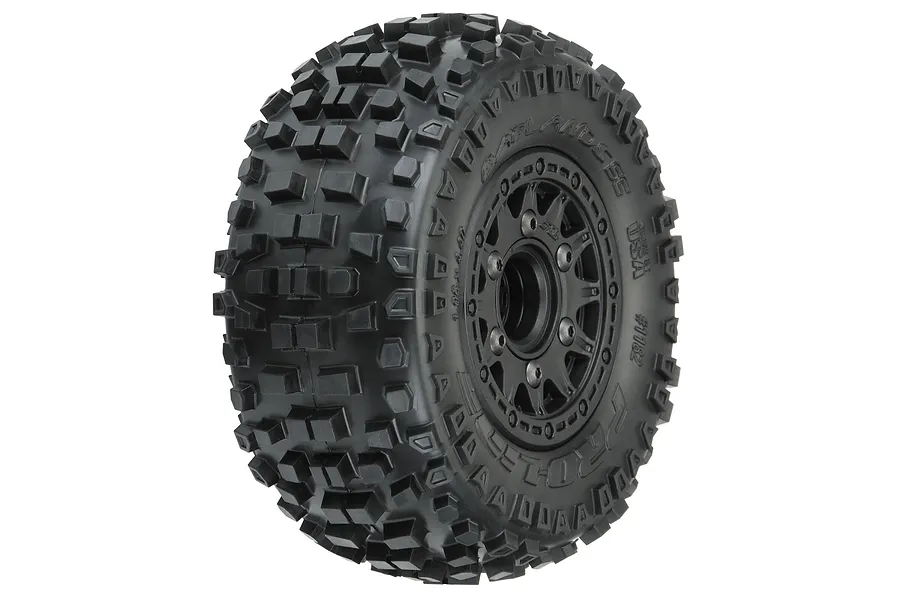 Pro-Line 2.2/3.0&amp;quot; Badlands SC Tyres on Black Raid Rims - Glued Wheels 2Pcs image 67947
