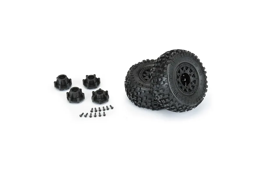 Pro-Line 2.2/3.0&amp;quot; Badlands SC Tyres on Black Raid Rims - Glued Wheels 2Pcs image 67949