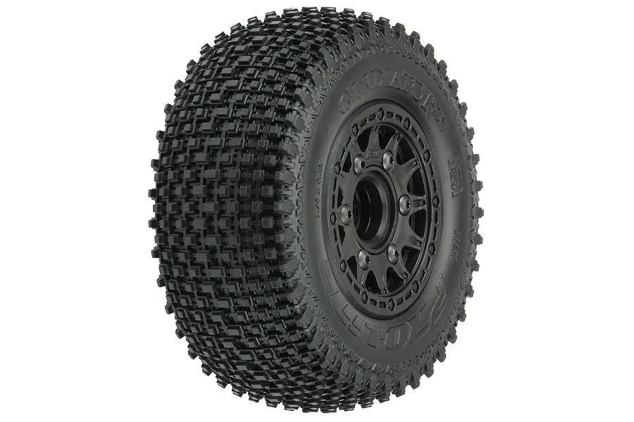 Pro-Line 2.2/3.0&amp;quot; Gladiator M3 SC Tyres on Black Raid Rims - Glued Wheels 2Pcs image 67955