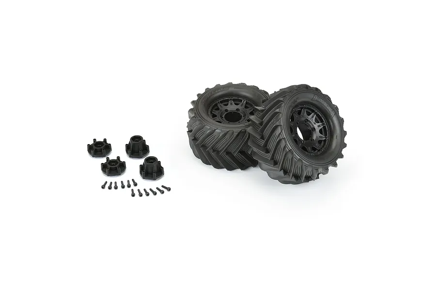 Pro-Line 2.8&amp;quot; Demolisher MT Tyres on Black Raid Rims - Glued Wheels 2Pcs image 67987