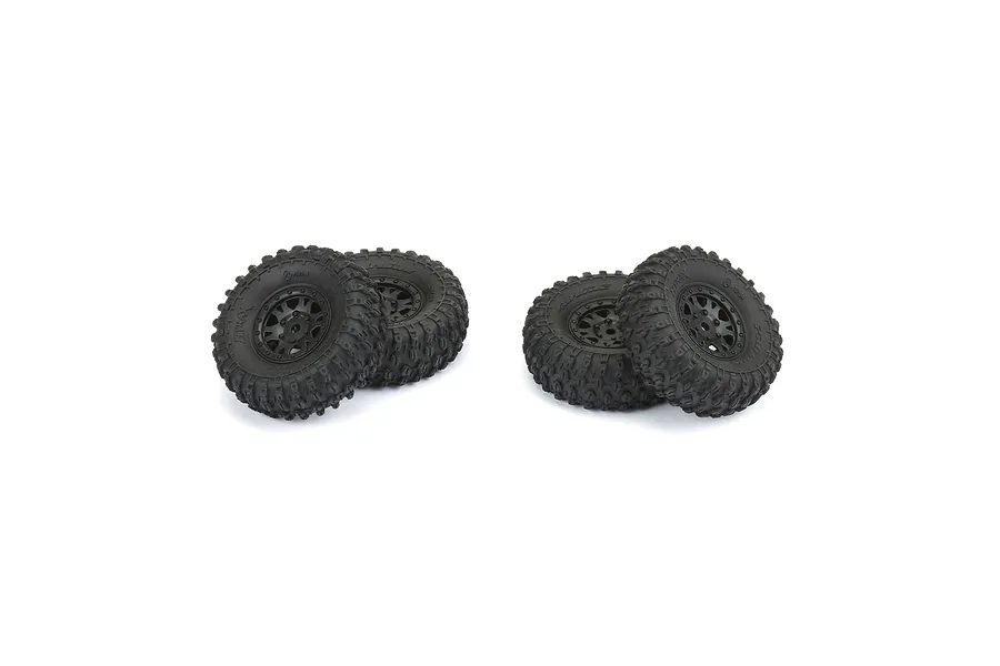 Pro-Line 1.0&amp;quot; Hyrax Crawler Tyres on Black Impulse Rims - Beadlocked Wheel Set 4Pcs image 68002