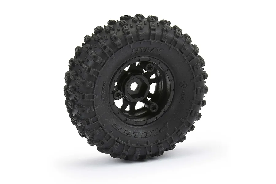 Pro-Line 1.0&amp;quot; Hyrax Crawler Tyres on Black Impulse Rims - Beadlocked Wheel Set 4Pcs image 68003