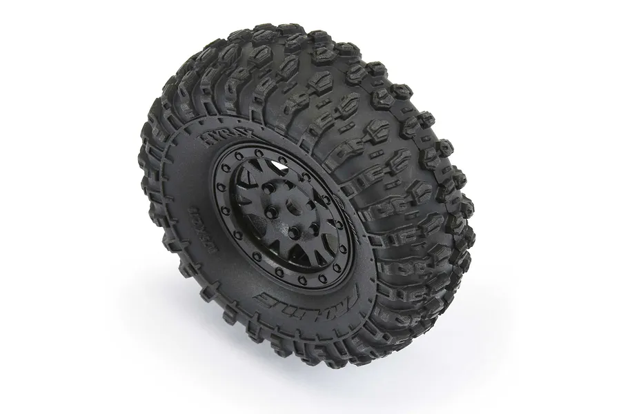 Pro-Line 1.0&amp;quot; Hyrax Crawler Tyres on Black Impulse Rims - Beadlocked Wheel Set 4Pcs image 68004
