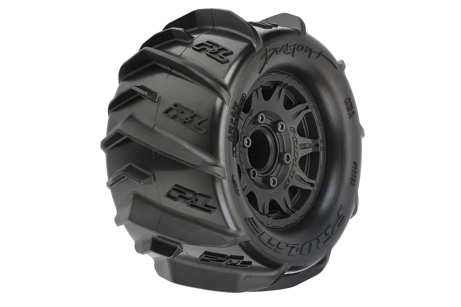 Pro-Line 2.8&amp;quot; Dumont Z3 Paddle Tyres on Black Raid Rims - Glued Wheels 2Pcs image 68006