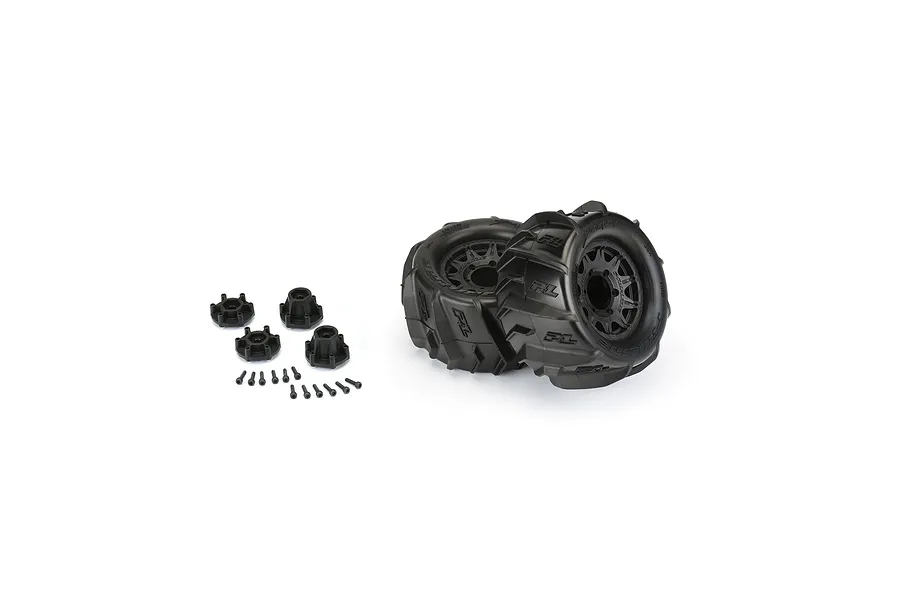 Pro-Line 2.8&amp;quot; Dumont Z3 Paddle Tyres on Black Raid Rims - Glued Wheels 2Pcs image 68008