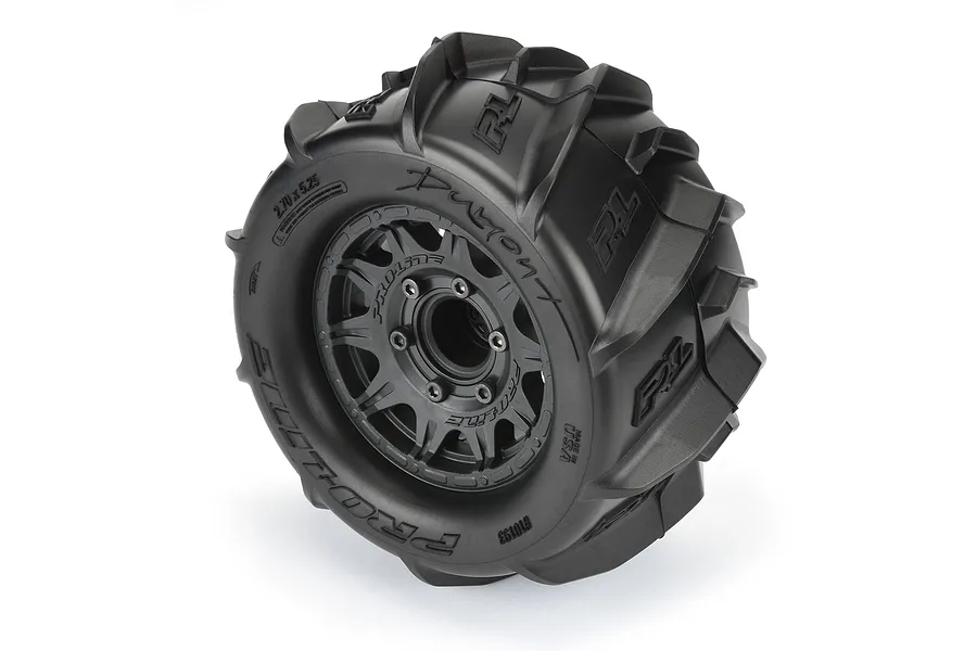Pro-Line 2.8&amp;quot; Dumont Z3 Paddle Tyres on Black Raid Rims - Glued Wheels 2Pcs image 68010