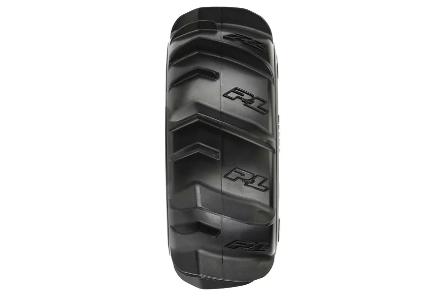 A single Pro-Line Dumont paddle tyre for RC cars, shown from a direct top-down view against a white background.