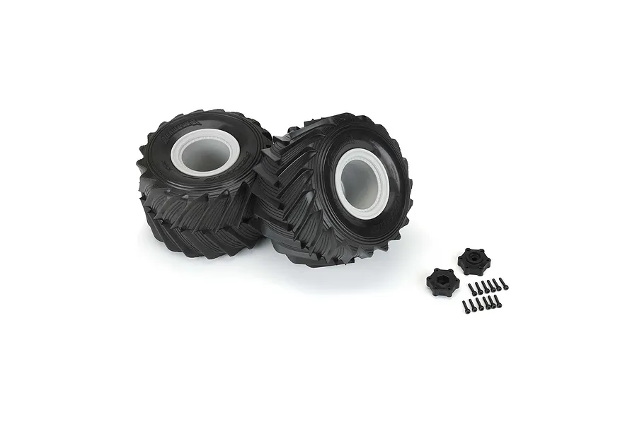 Pro-Line 2.6/3.5&amp;quot; Demolisher M3 Tyres on Grey LMT Rims - Glued Wheels 2Pcs image 68021