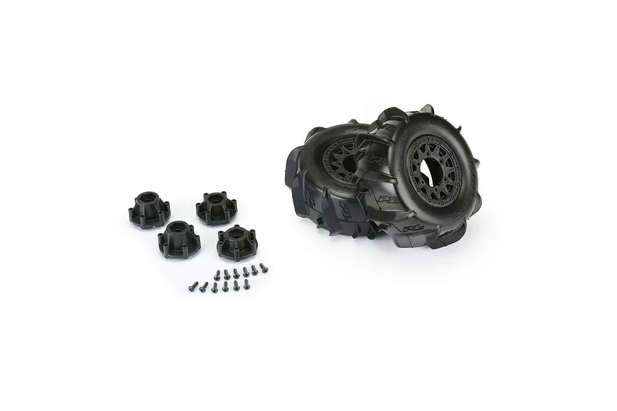 Pro-Line 2.2/3.0&amp;quot; Dumont SC Paddle Tyres on Black Raid Rims - Glued Wheels 2Pcs image 68032