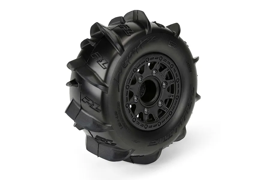 Pro-Line 2.2/3.0&amp;quot; Dumont SC Paddle Tyres on Black Raid Rims - Glued Wheels 2Pcs image 68034