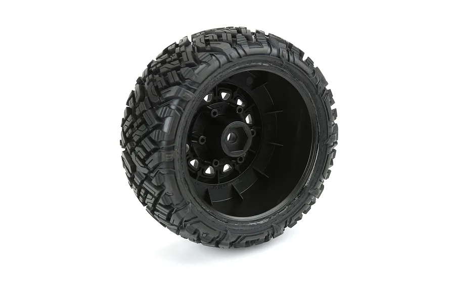 A single Pro-Line 2.2/3.0 inch Icon M2 SC tyre mounted on a black Raid rim, viewed from the inner side showing the hex hub.