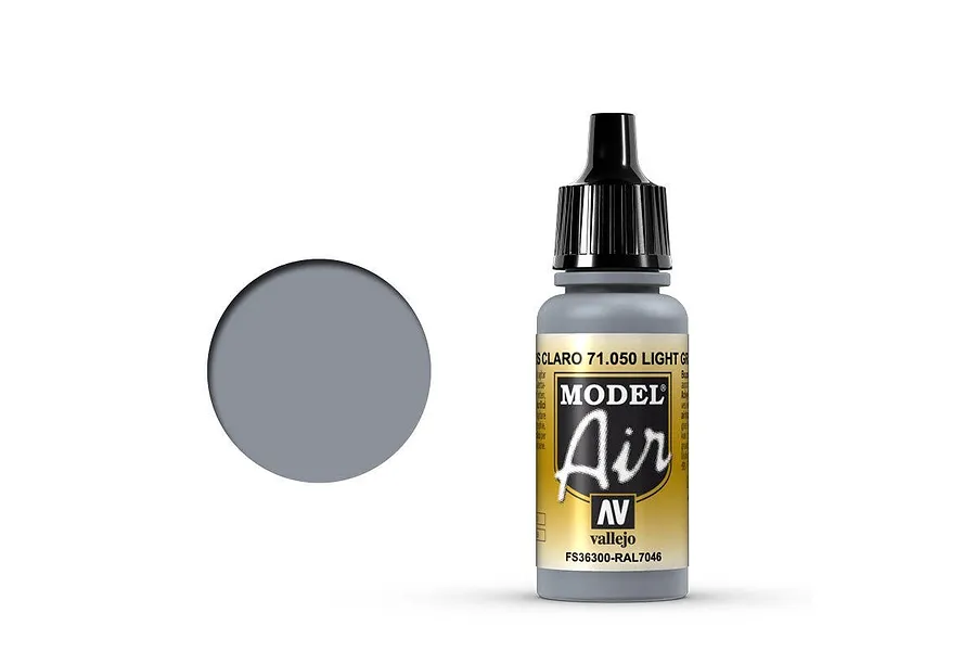 Vallejo Model Air Light Grey Acrylic Airbrush Paint 17ml image 68360
