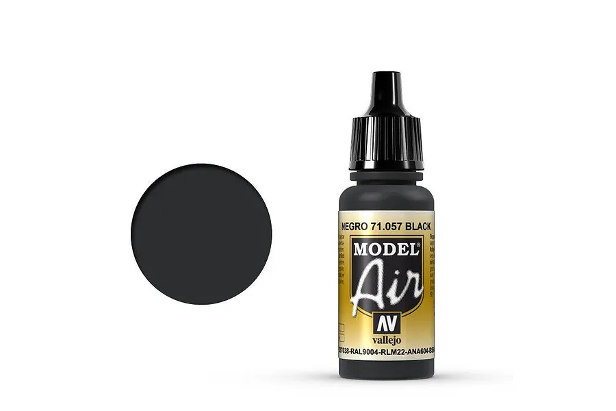 Vallejo Model Air Black Acrylic Airbrush Paint 17ml image 68370