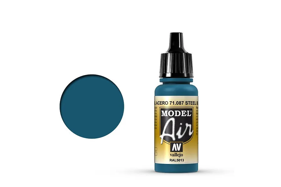 Vallejo Model Air Steel Blue Acrylic Airbrush Paint 17ml image 68409