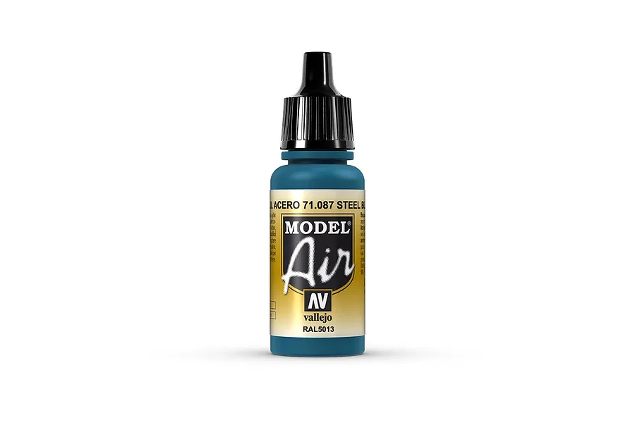 Vallejo Model Air Steel Blue Acrylic Airbrush Paint 17ml image 68410