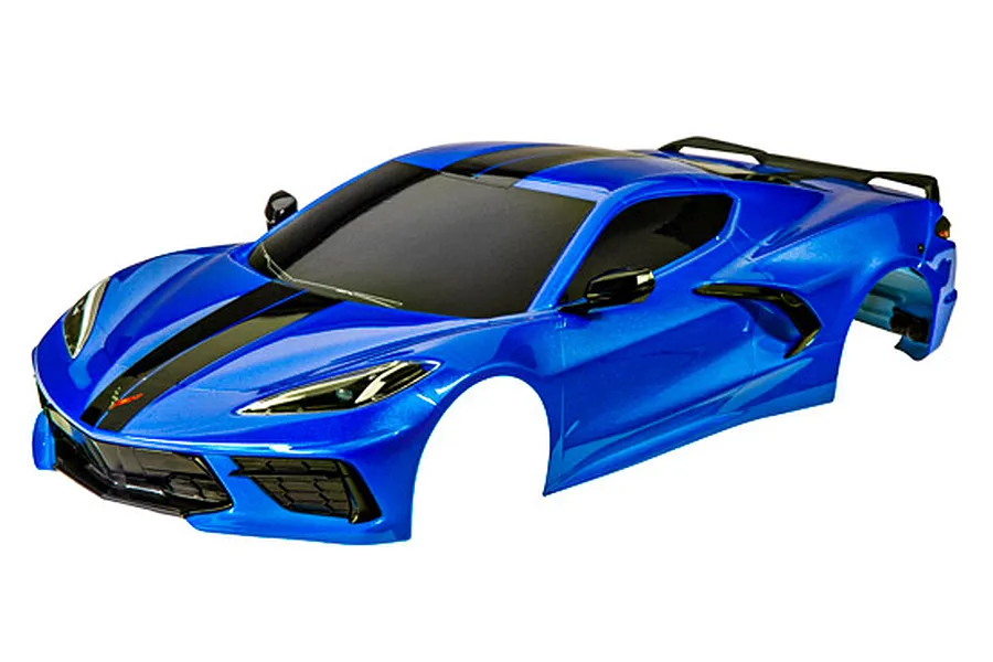 Traxxas Corvette Stingray ProGraphix Blue Painted Body Shell w/ Accessories image 68768