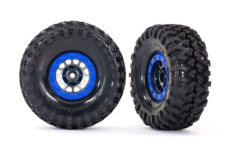 Traxxas 1.9&amp;quot; Canyon Trial Tyres on Black &amp;amp; Blue Rims - Glued Wheels 2Pcs image 68787