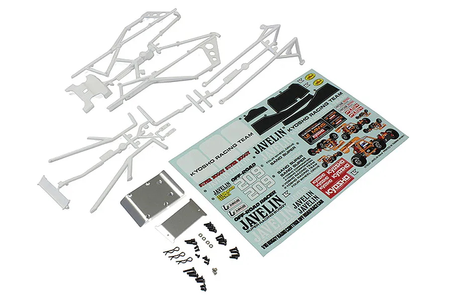 Kyosho Javelin White Body Roll Cage Set w/ Hardware &amp;amp; Decals image 68804