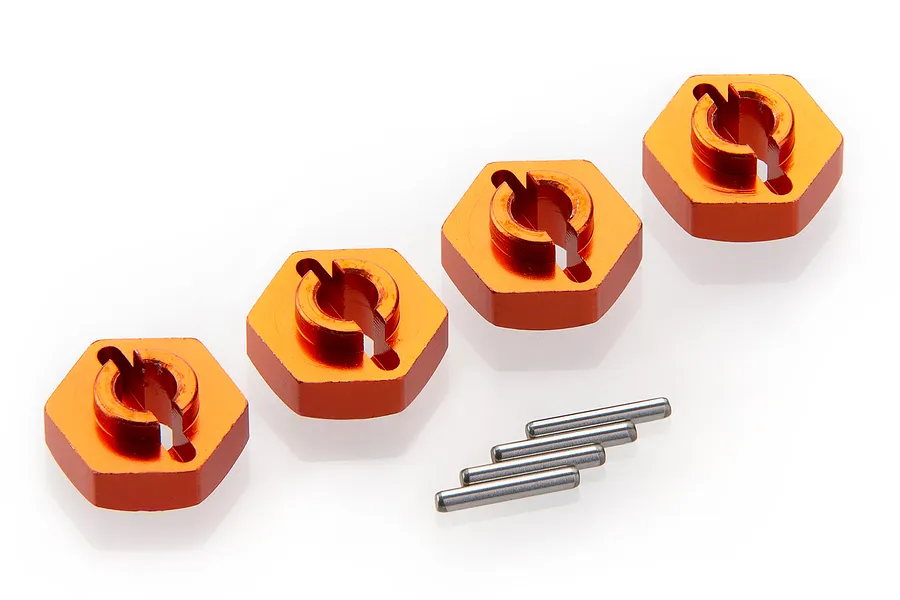 HSP Orange Aluminium 12mm Wheel Hexes 4Pcs w/ Pins image 69159