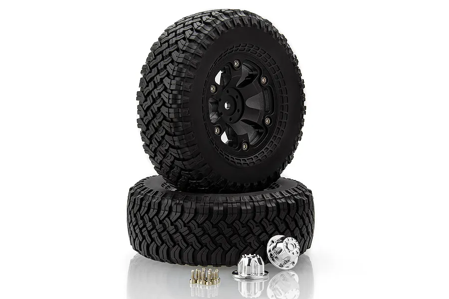 HSP 2.1&amp;quot; Rock Crawler Tyres on Black Rims - Beadlocked Wheels 2Pcs image 69235