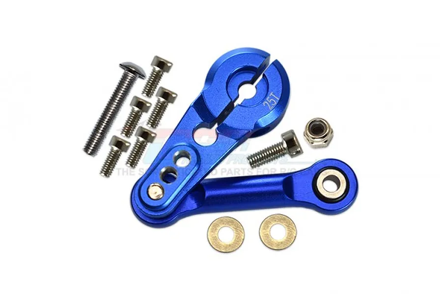 GPM Aluminium 25T Servo Horn with Linkage - Blue image 69386