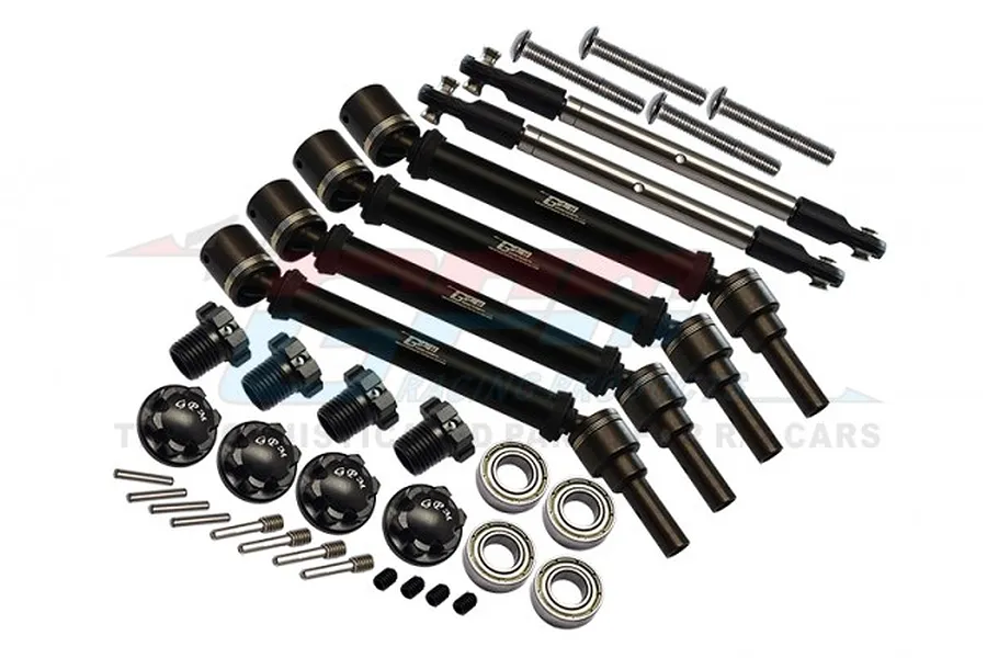 GPM Black Hardened Steel &amp;amp; Aluminium Drive Train Upgrade Set w/ Stainless Steel Adjustable Front Steering Tie Rods image 69410