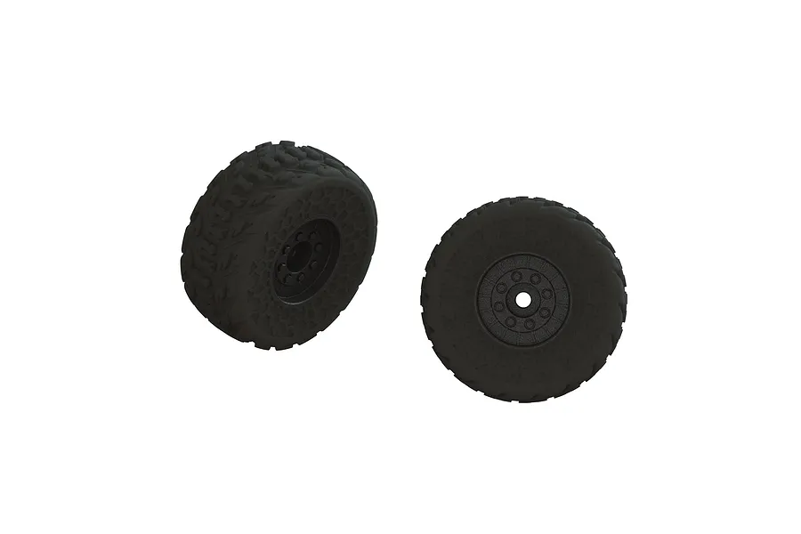 ARRMA 3.1/3.8&amp;quot; dBoots Fireteam Tyres on Black Rims - Glued Wheels 2Pcs image 69519