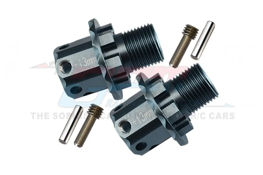 GPM Grey Silver Aluminium +13mm Wheel Hex Adapters 2Pcs image 69552