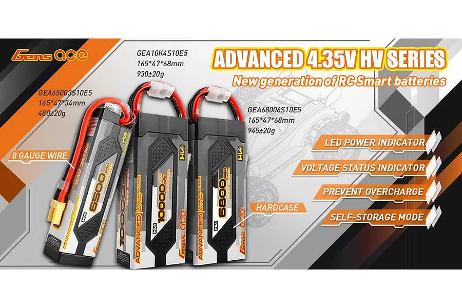 Gens Ace Advanced 6500mAh 11.4V 100C 3S1P Hard Case LiPo Battery w/ EC5 Connector image 69713
