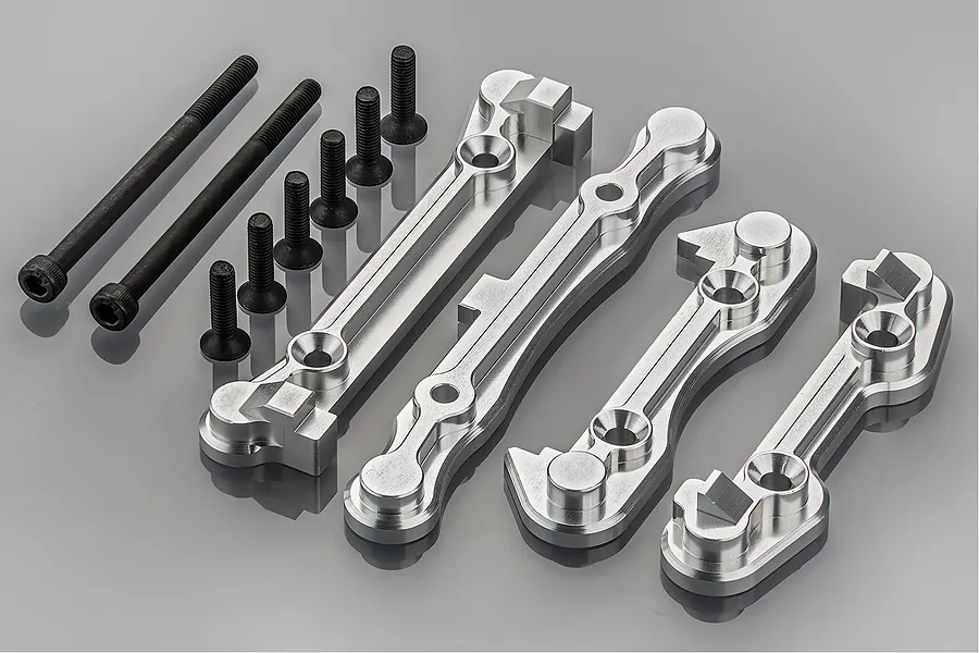 Rovan 5IVE-T SIlver Aluminium Front &amp;amp; Rear Suspension Arm Pin Mount Set w/ Hardware image 69748