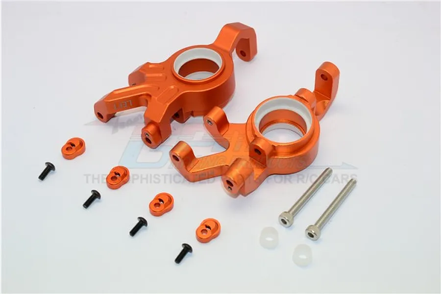 GPM Orange Aluminium X-Maxx Left &amp;amp; Right Steering Blocks 2Pcs image 69757